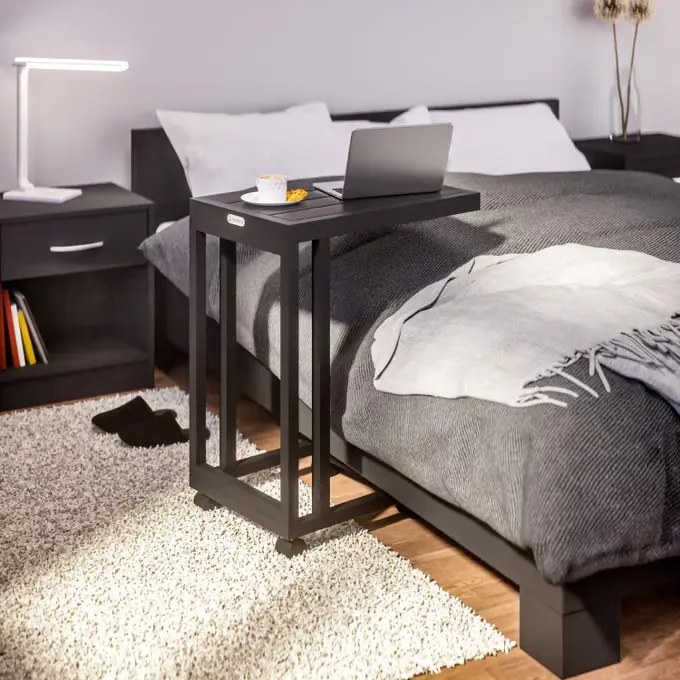 Странична масичка с WPC плоскост - 65,5 x 50 x 40 cm Бял