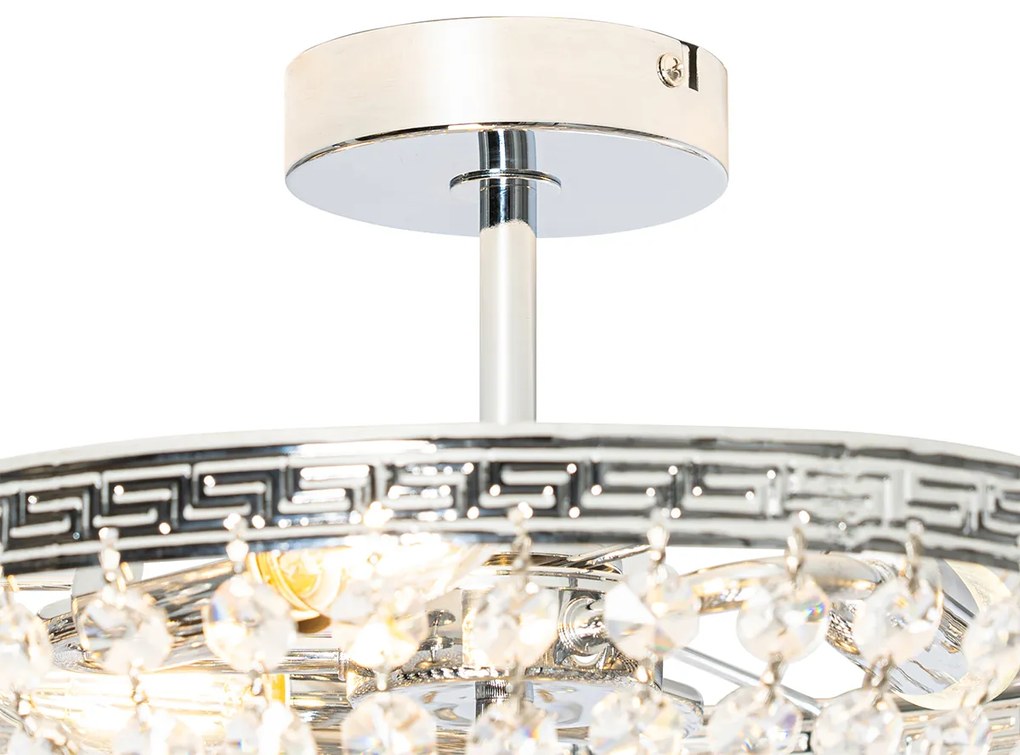 Класически таванен аплик стомана с кристал 3-светлина - Mondrian