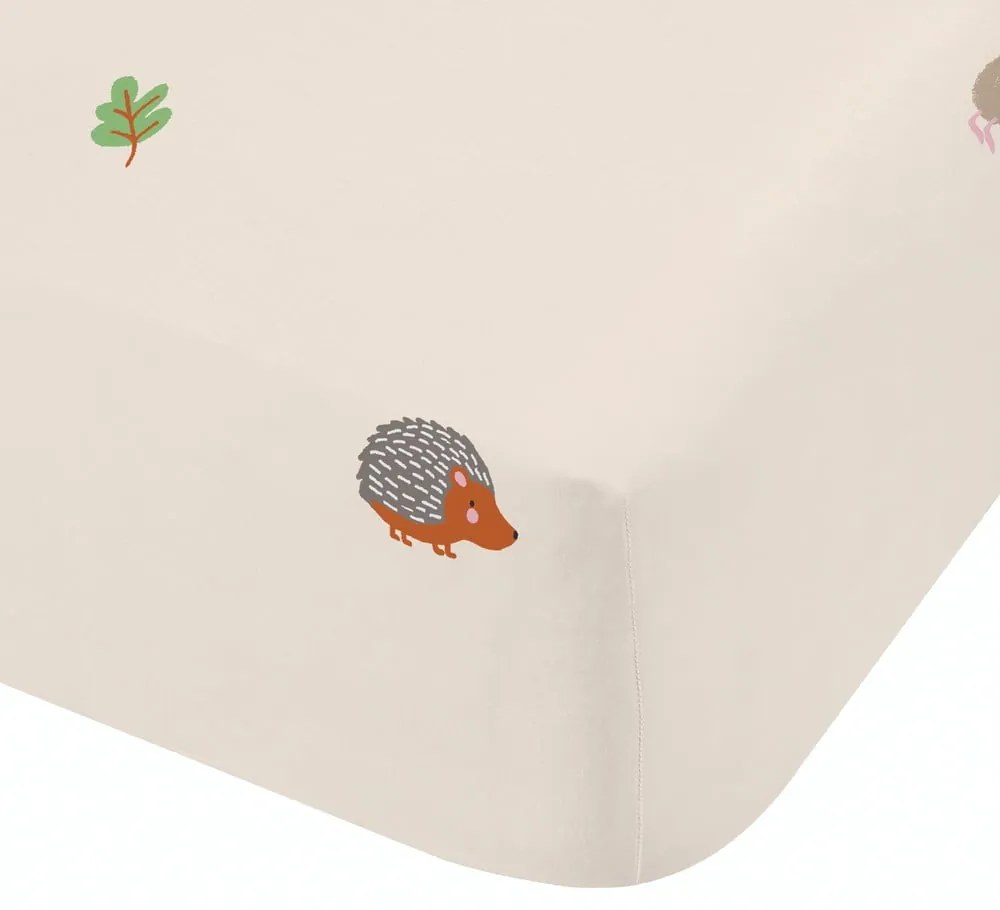Бежов еластичен двоен детски чаршаф 135x190 cm Fox and Woodland Friends – Catherine Lansfield