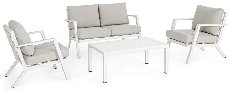 Бял алуминиев градински комплект от за отдих за 4 Harley – Bizzotto