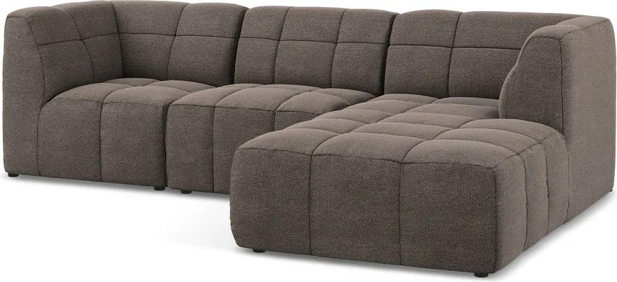 Кафяв ъглов диван от прежда с примки от букле (десен ъгъл) Aloha – Makamii