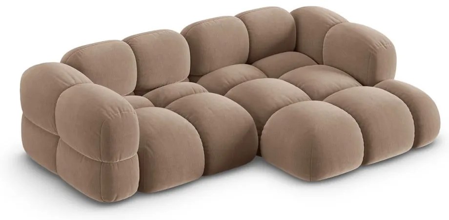 Кафяв кадифен ъглов диван (десен ъгъл) Loretto – Cosmopolitan Design