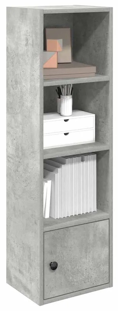 860340 vidaXL Библиотека, бетонно сива, 31x24x102 см, инженерно дърво