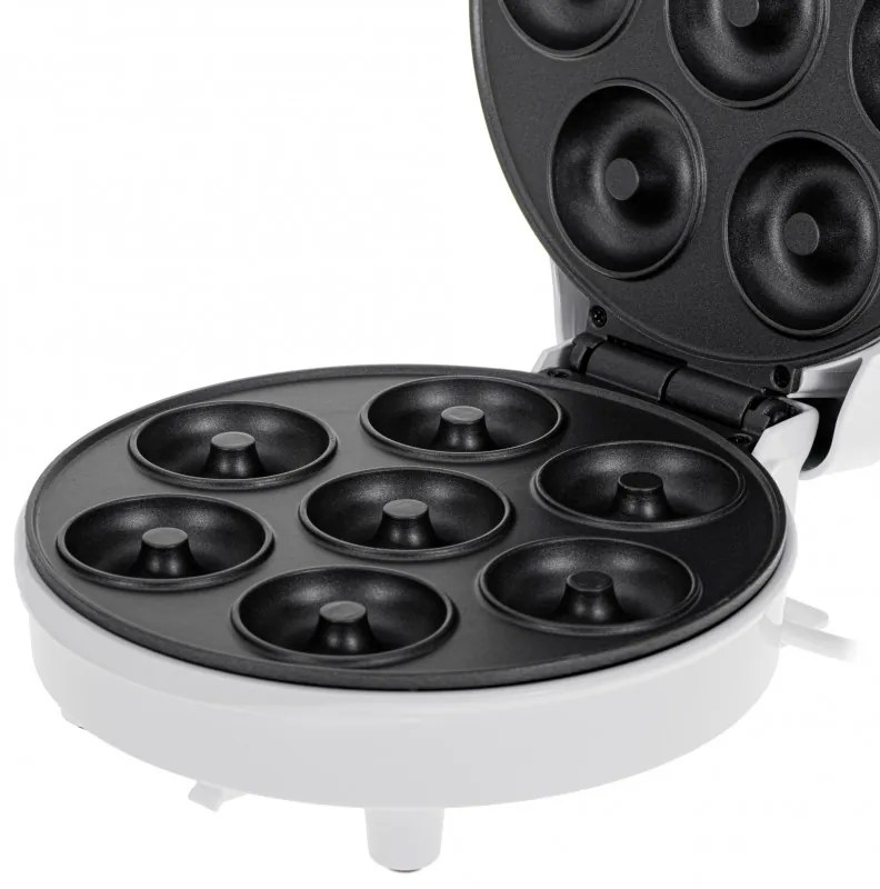 Уред за донъти Adler AD 3075, 1500W, 7 понички наведнъж, Незалепващи плочи, Бял