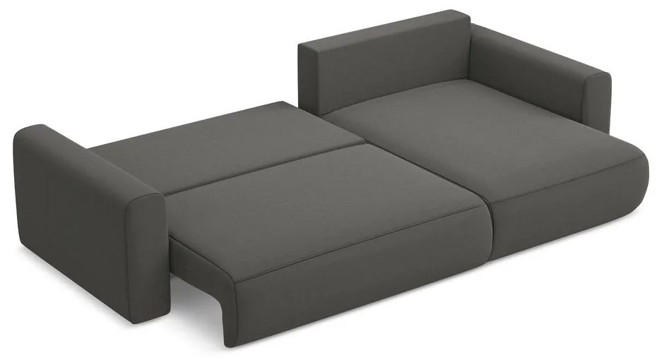 Тъмносив кадифен разтегателен ъглов диван с място за съхранение (десен ъгъл) Kapua – Makamii