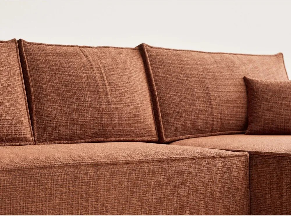 Шенилов сгъваем/с място за съхранение ъглов диван в меден цвят (десен ъгъл) Maze – Maison de Rêve