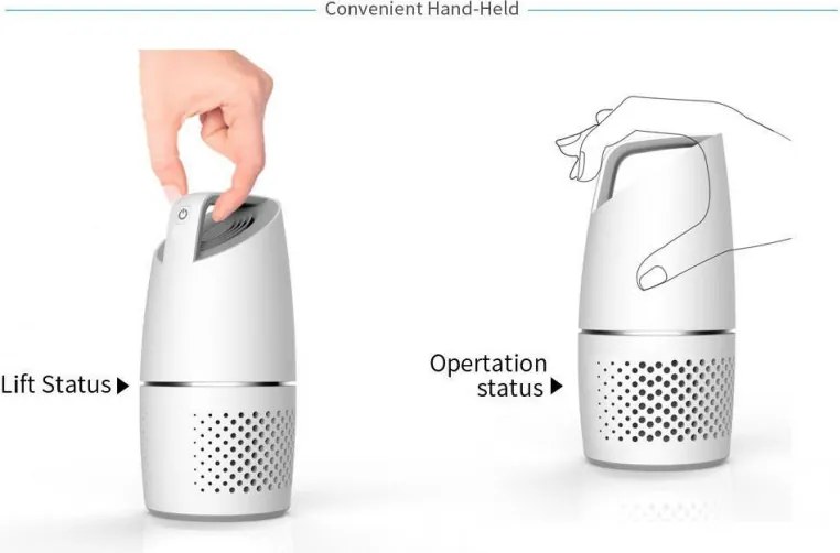 Пречиствател за въздух за автомобил OBERON 05A, 8м3/ч, 360C почистване, Ултра тих, Хепа + йонизатор, LED, Бял