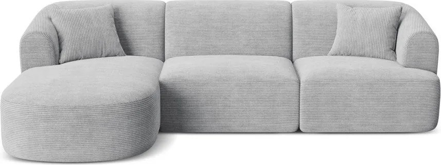 Светлосив ъглов диван от рипсено кадифе (ляв ъгъл) Campi – Cosmopolitan Design