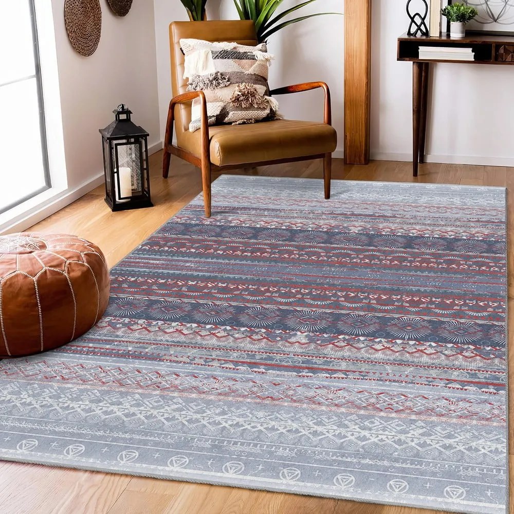 Лилаво-сив килим подходящ за пране 80x150 cm Vintage Stripe – Mila Home