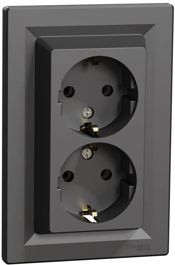 SE Контакт ШУКО ДВОЕН 16A моноблок цвят Антрацит Asfora  - EPH9900171