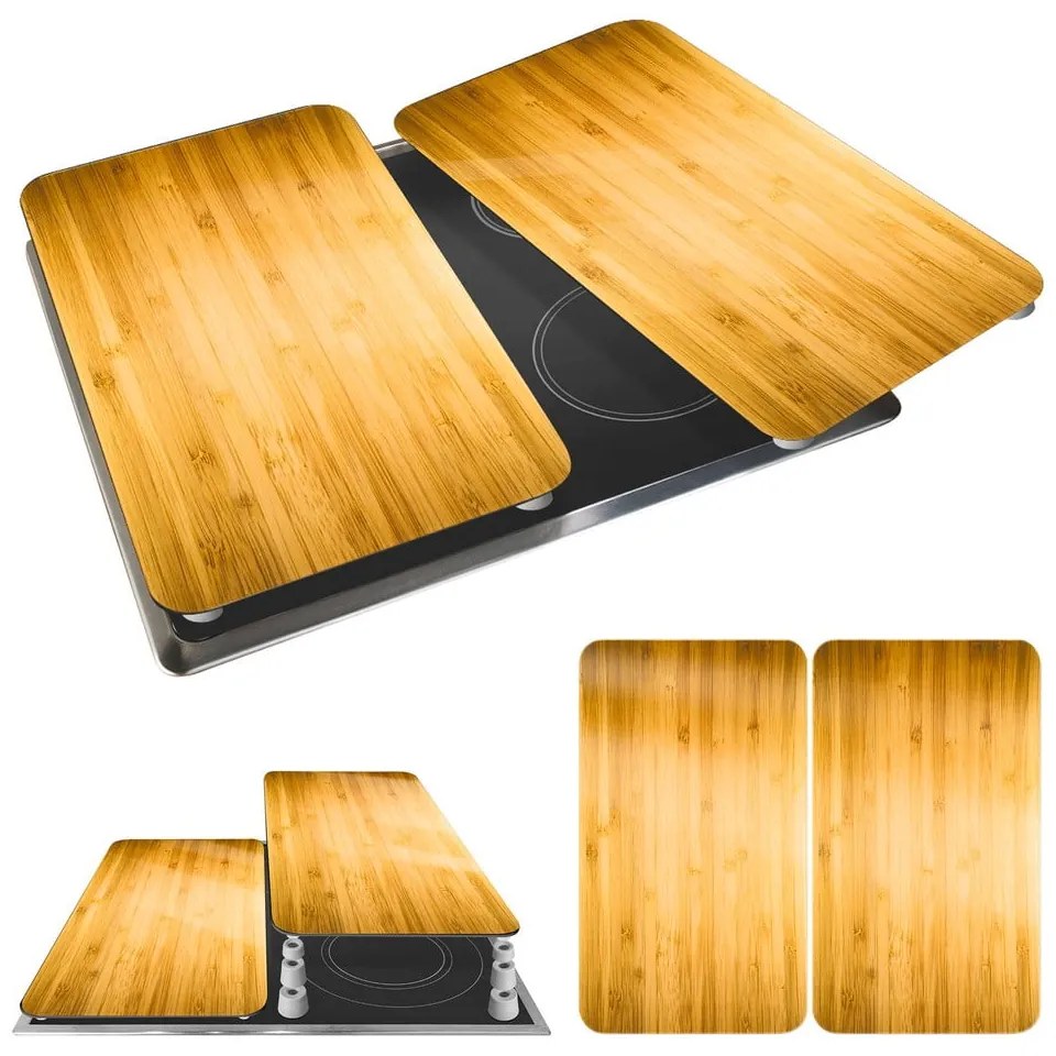 Капаци за печка 2 бр. от закалено стъкло 52x30 cm Wooden – Maximex