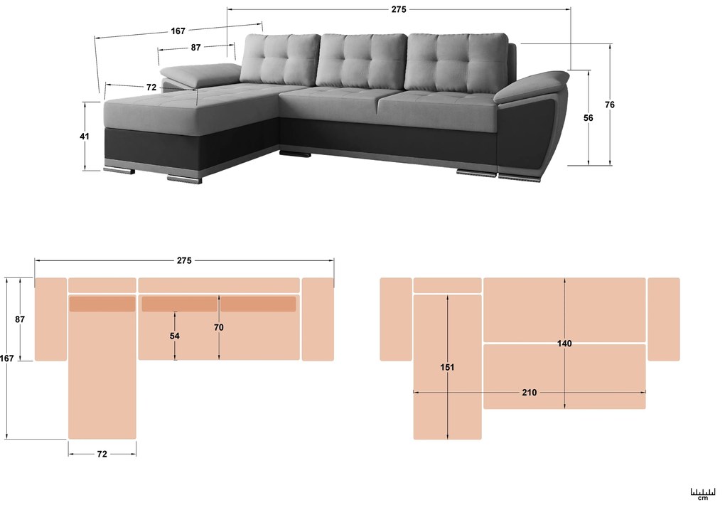 Разтегателен ъглов диван Тонино