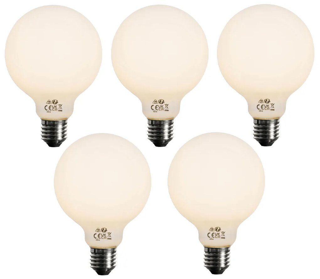 Комплект от 5 Димируема LED крушка E27 Опал G95 5W 450lm 2700K