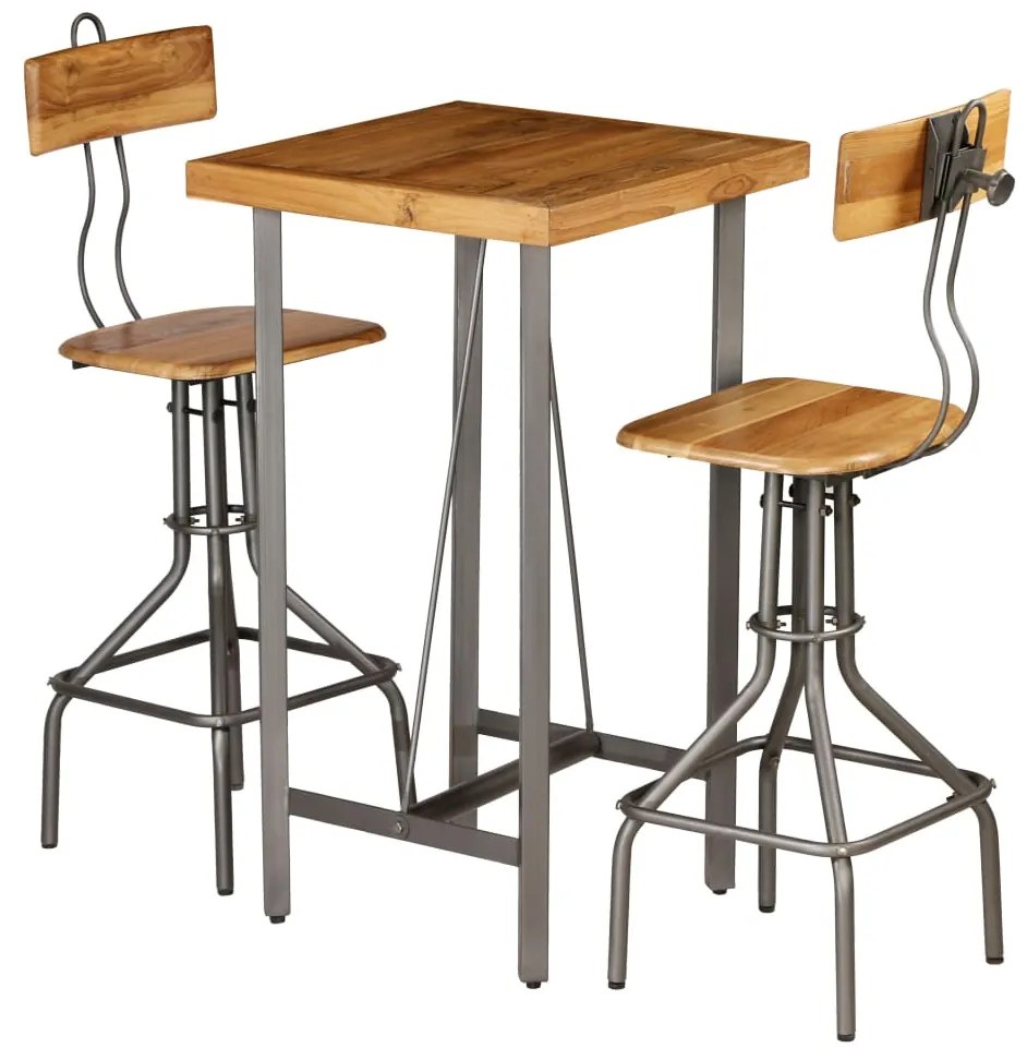 245808 vidaXL Бар комплект от 3 части, регенериран тик масив