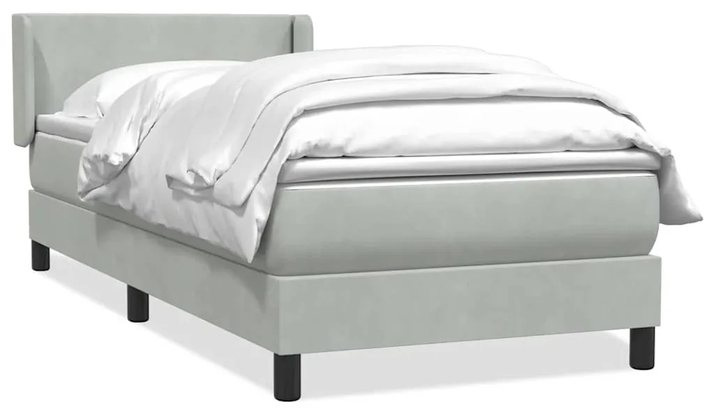 3317937 vidaXL Боксспринг легло с матрак, светлосиво, 100x210 см, кадифе