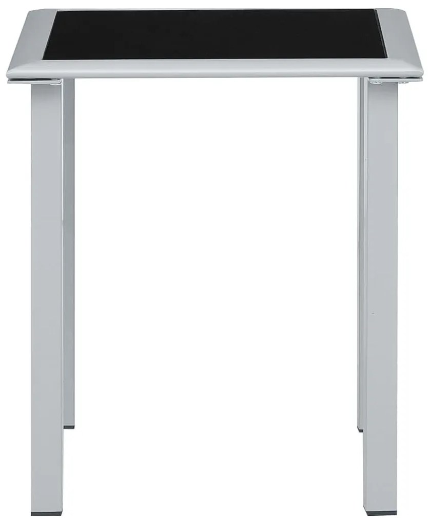 310541  Garden Table Black and Silver 41x41x45 cm Steel and Glass