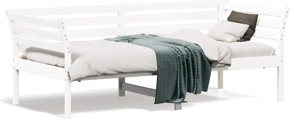 842883 vidaXL Дневно легло без матрак бяло 75x190 cm масивна дървесина бор