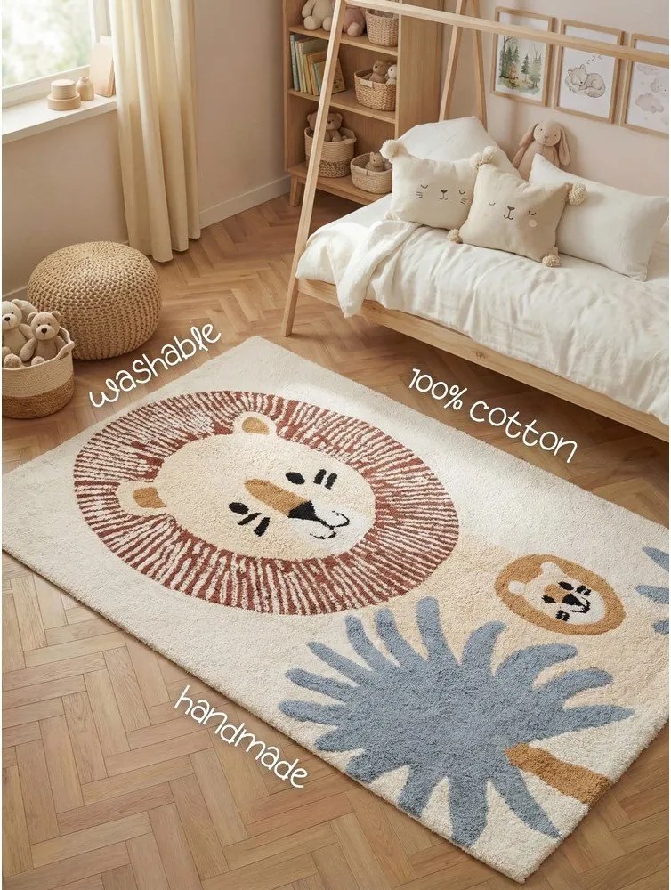 Кремав памучен детски килим подходящ за пране/ръчно изработен 140x200 cm Snuggle Leander – Hanse Home