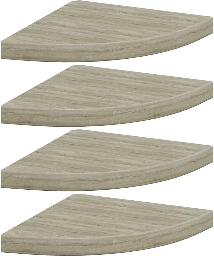 323927 vidaXL Окачени ъглови рафтове, 4 бр, дъб, 35x35x3,8 см, МДФ