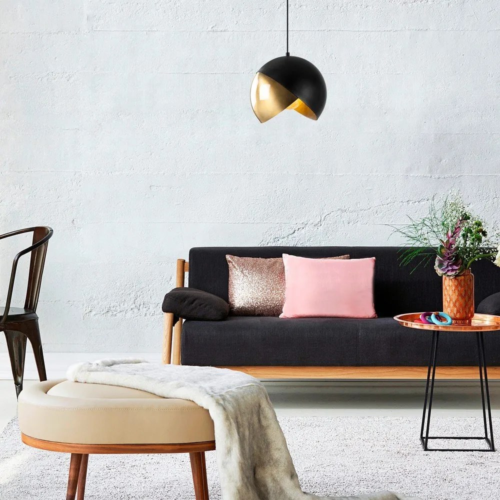 Черно и в бронзов цвят висящо осветително тяло с метален абажур ø 30 cm Pacman – Opviq lights