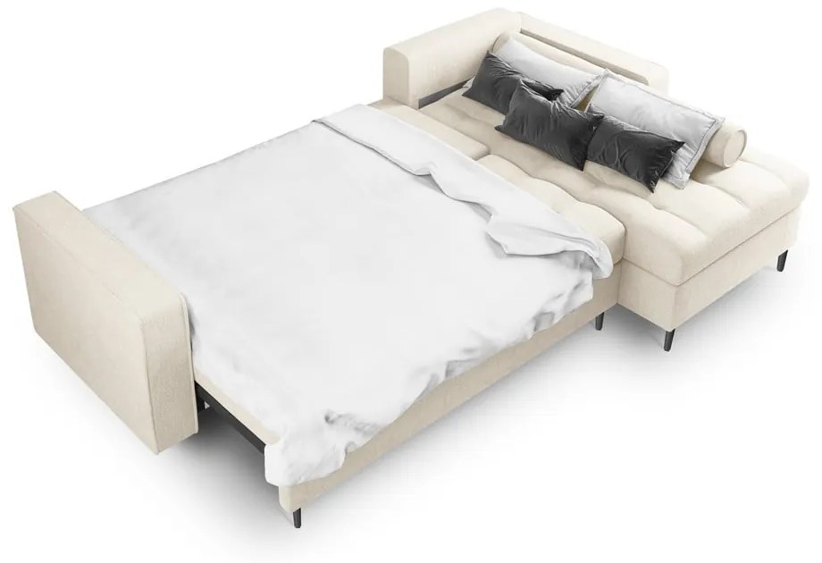 Светлобежов ъглов разтегателен диван , десен ъгъл Santo - Milo Casa