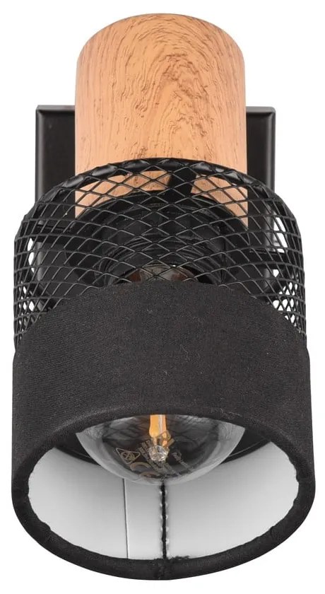 Стенна лампа в черен и естествен цвят ø 7 cm Nandini - Trio