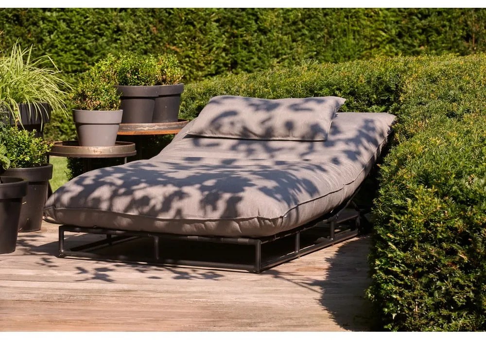 Тъмносив градински шезлонг метален/подплатен Emma – Hartman
