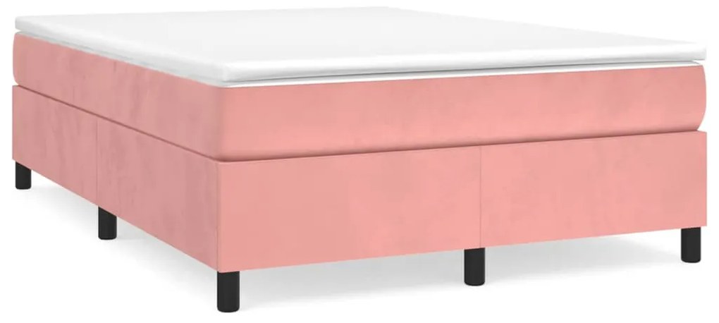 3121125 vidaXL Рамка за легло с пружини, розова, 140x200 см, кадифе