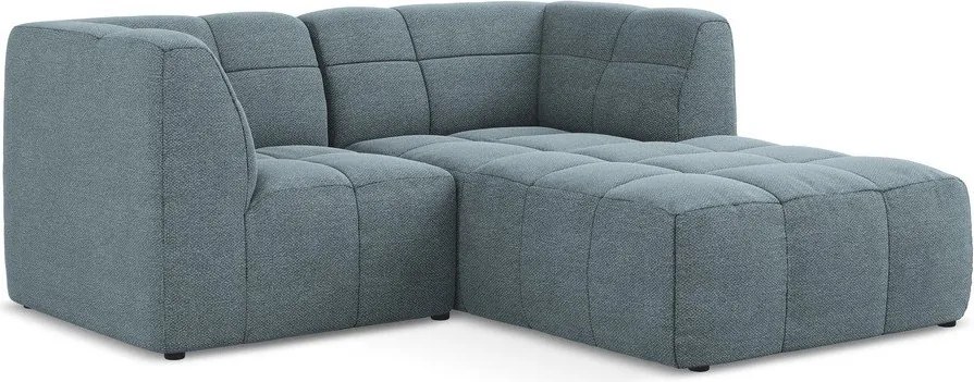 Син ъглов диван от прежда с примки от букле (десен ъгъл) Aloha – Makamii