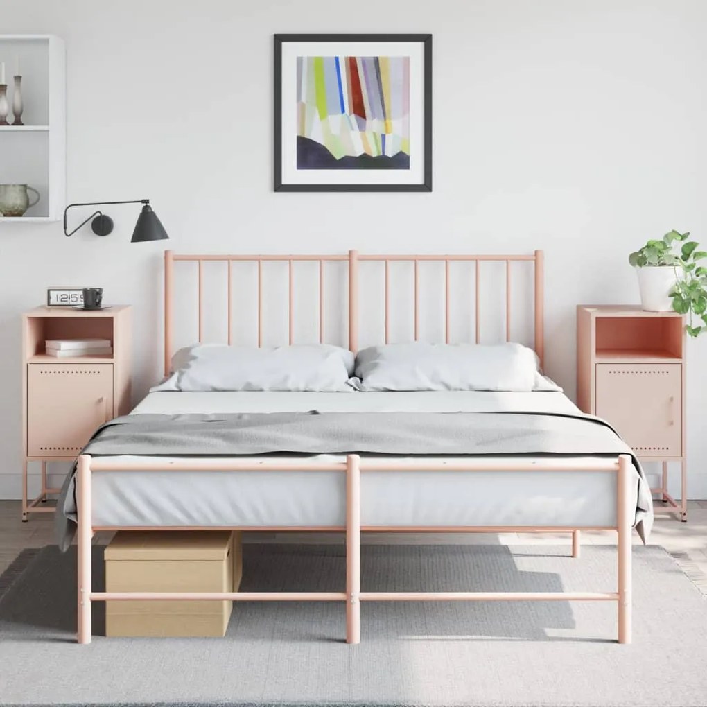 Sonata H Нощни шкафчета 2 бр розов 36x39x78 см стомана