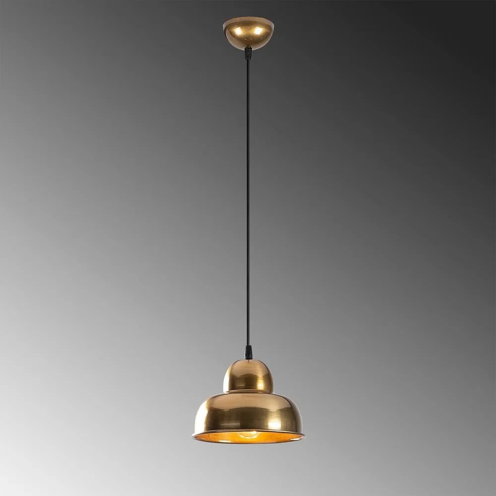 Висящо осветително тяло в златист цвят с метален абажур ø 20 cm Berceste – Opviq lights