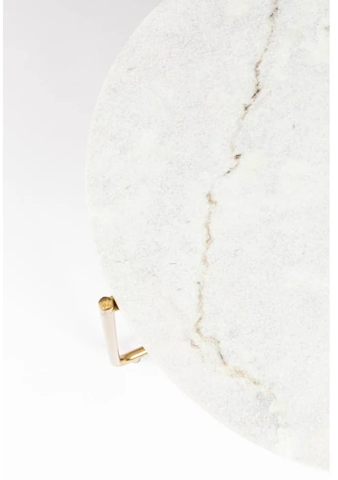 Кръгла масичка за кафе с мраморен плот в бял и златист цвят ø 70 cm Timpa – White Label