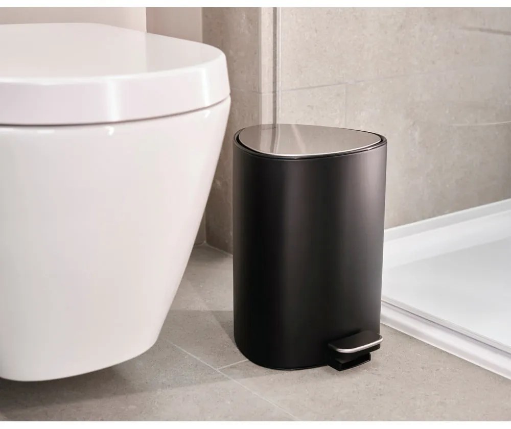 Матово черно стоманено кошче за боклук с педал 5 l EasyStore Luxe – Joseph Joseph