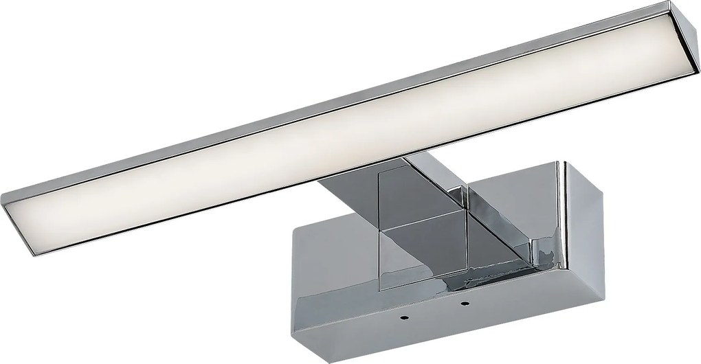 Rabalux Loric, аплик за баня, хромирана пластмасова лампа с бял акрилен абажур, 6W, с абажур: 375, без абажур: 720, 4000, ъ