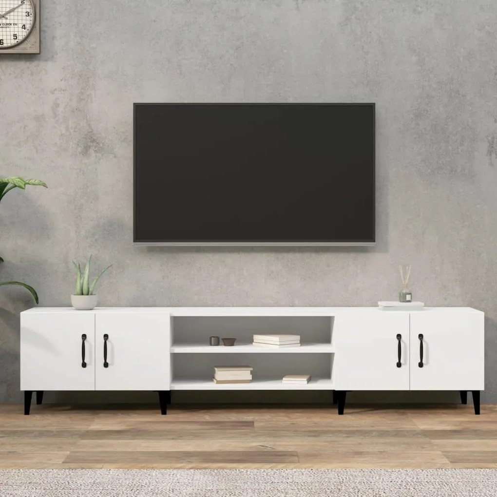 816264 vidaXL ТВ шкаф, бял, 180x31,5x40 см, инженерно дърво