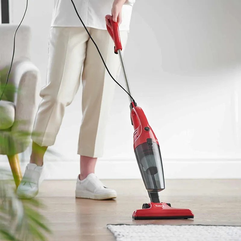 Втора ръка: Прахосмукачка вертикална Rosberg R51001A, 600W, 800 ml, HEPA филтър, Използване като ръчна, Червен