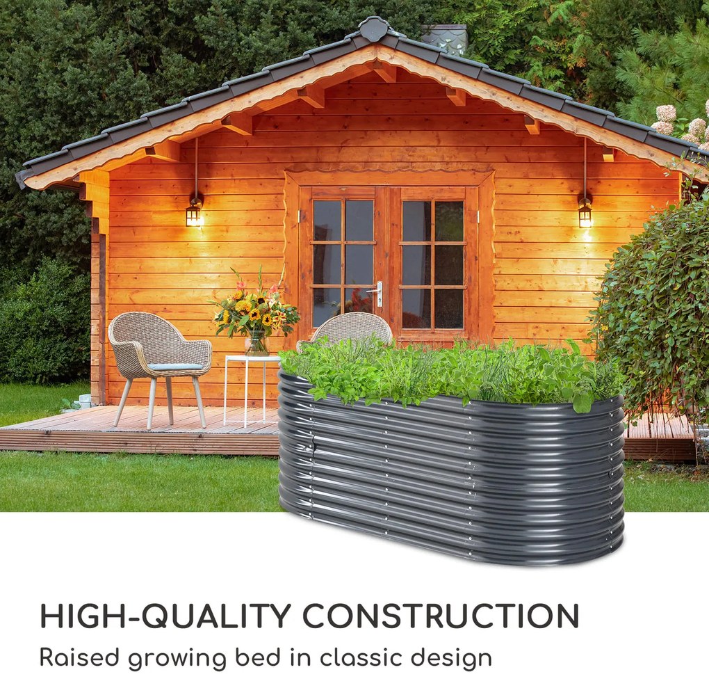 Blumfeldt High Grow, повдигната леха, 200 x 80 x 100 см, гофрирана ламарина, лесен монтаж