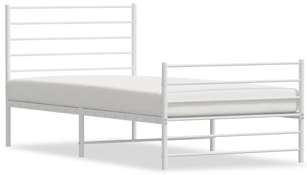352376 vidaXL Метална рамка за легло с горна и долна табла, бяла, 75x190 см