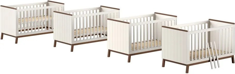 Бежово детско креватче 70x140 cm от масивен бор с подвижна странична част/с регулируема височина Sezane – Vipack