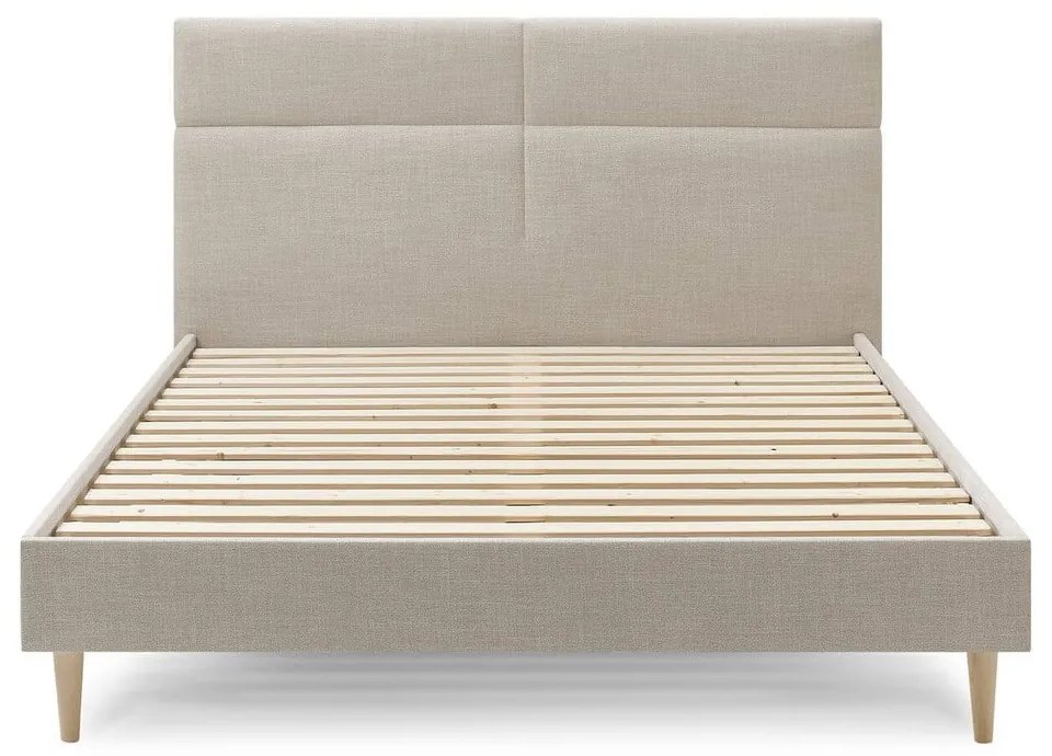 Бежово тапицирано двойно легло с решетка 180x200 cm Elyna - Bobochic Paris