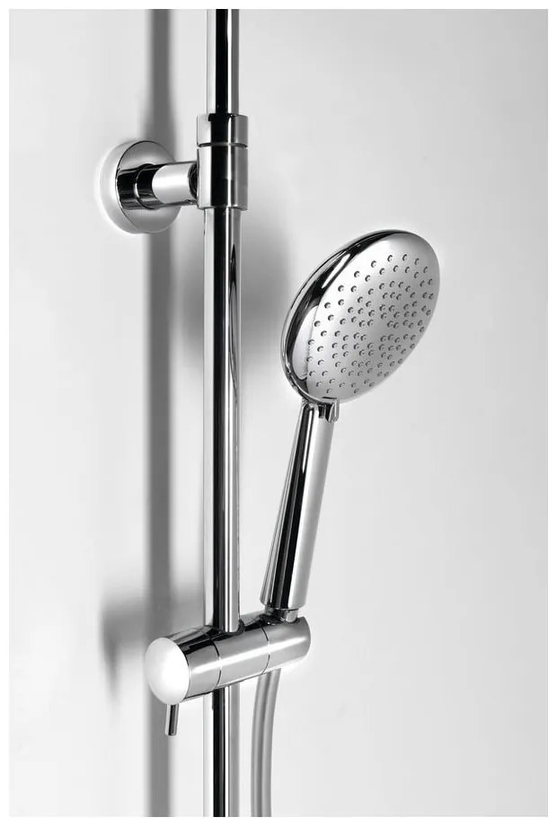 Месингов душ комплект в лъскаво сребристо с термостатен смесител с душ глава и ръчен душ 131 cm Solaris – Sapho
