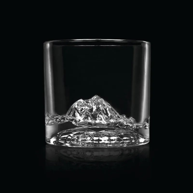 Комплект чаши за уиски LIITON 1009930 Mount Rainier, 260 мл, 2 бр, Удебелени стени, 3D дъно с форма на Връх Рейниър, Прозрачен