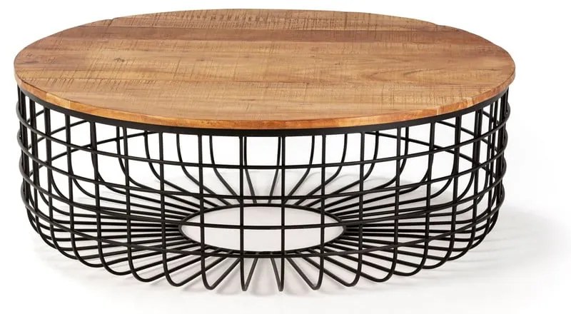 Кръгла масичка за кафе с акациев плот в естествен цвят ø 102 cm Suvan – MOME