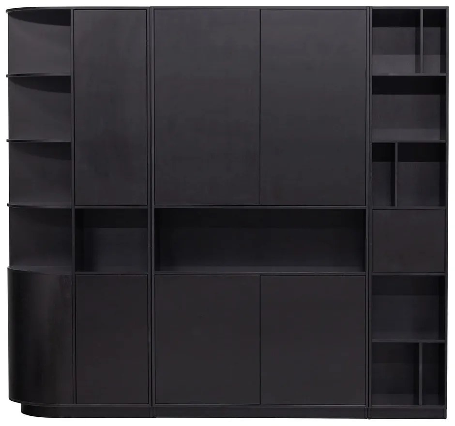 Черна модулна библиотека от масивен бор 228x210 cm Finca – WOOOD