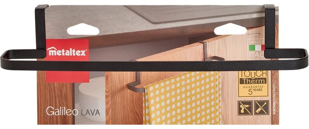 Черна висяща поставка за кърпи Lava Galileo - Metaltex