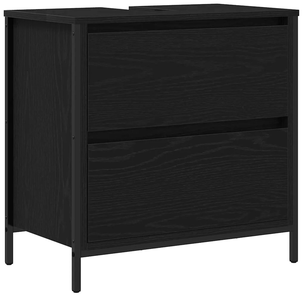 861882 vidaXL Шкаф за баня с чекмеджета Черен дъб 60x34,5x60 cm