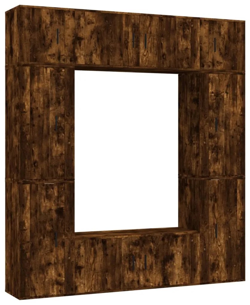 3188643 vidaXL Комплект ТВ шкафове от 8 части, опушен дъб, инженерно дърво