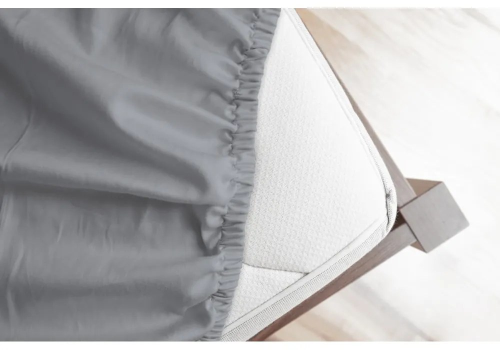 Сив еластичен фланелен чаршаф 90x200 cm – Good Morning