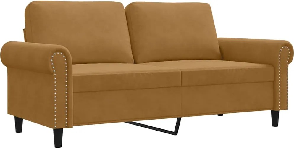 359536 vidaXL 2-местен диван, кафяво, 140 см, кадифе
