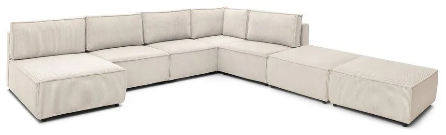 Кремав променлив велурен U-образен ъглов диван Nihad modular - Bobochic Paris